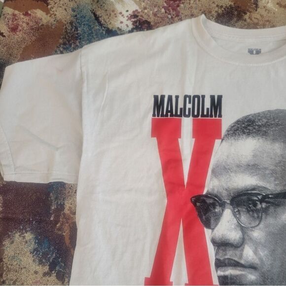 Malcom X 1925 - 1965 Shirt Mens Large  Beige Short Sleeve Graphic Black History - Picture 12 of 12